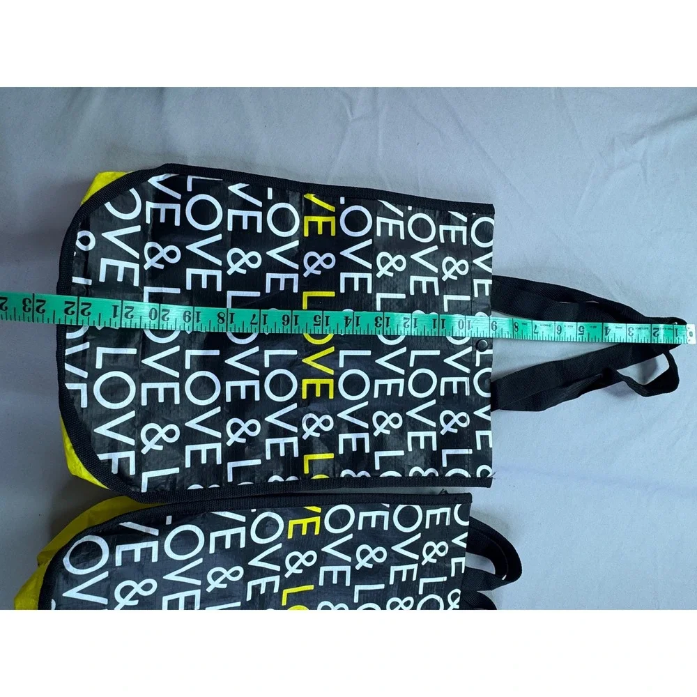 Kendra Scott Reusable Tote Bag Set of 2 Love & Love Recycled Plastic Black Yello